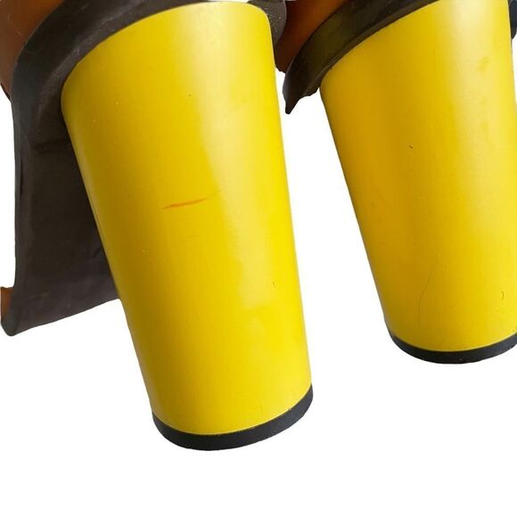 WF WHAT FOR Cognac Leather Yellow Heel Sandals 38 - Picture 9 of 15